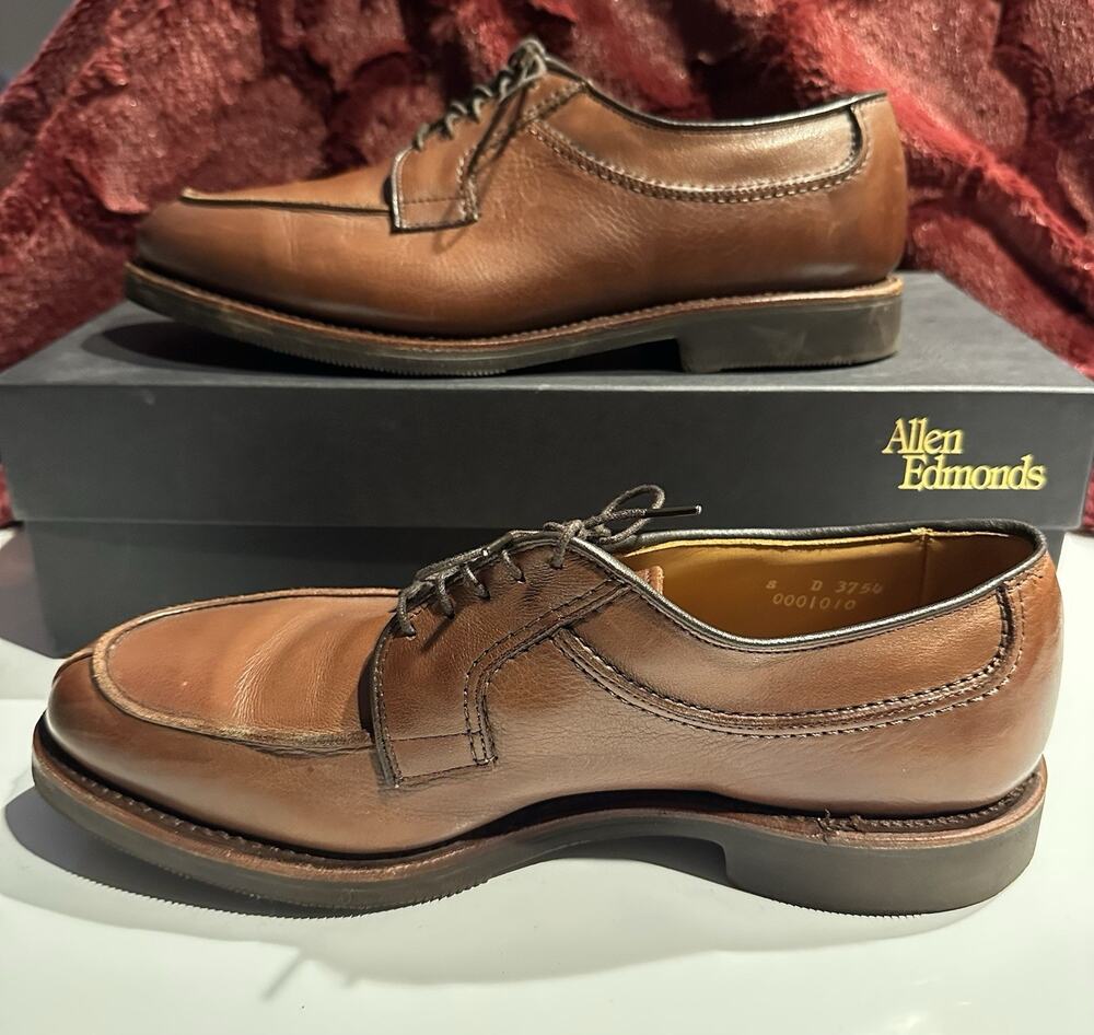 Allen Edmonds Stockbridge Oxford Dress Shoes Mens Sz 8 D Brown Leather USA w Box